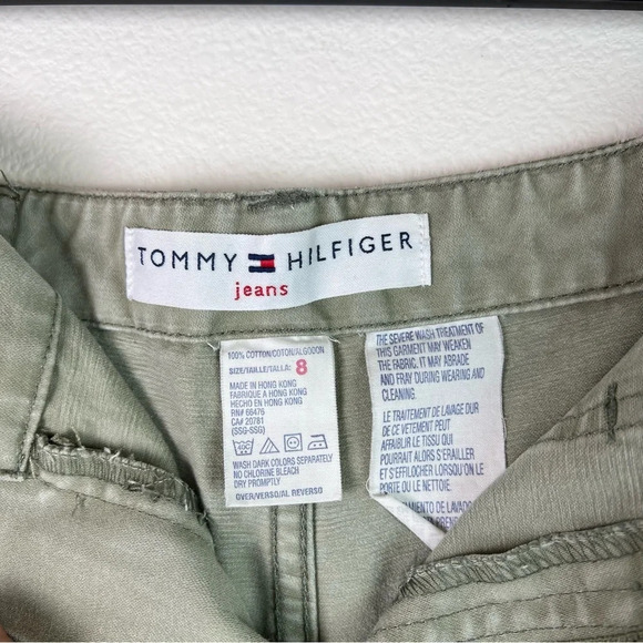 Tommy Hilfiger Denim Jean Shorts (8) Green/Beige Color, Embroidered Patch - Picture 3 of 8